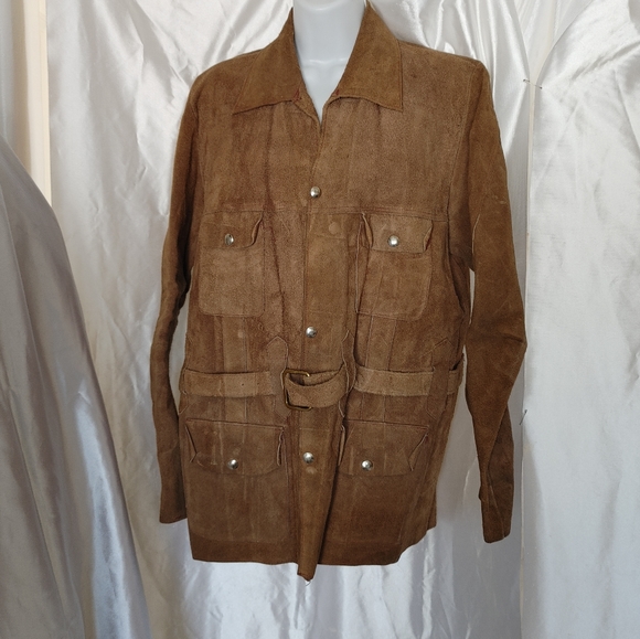 Other - Vintage rugged suede snap front jacket L with belt